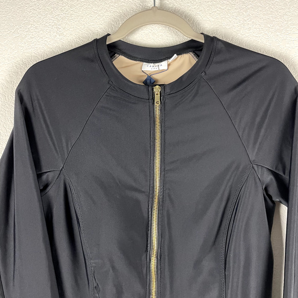 Cabana Life One Piece Swimsuit Womens XL Black Zip Front Pockets UPF 50 NWT - Picture 2 of 16